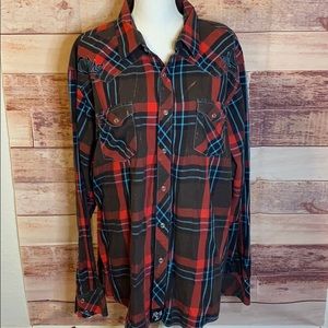 Plaid pearl snapLong sleeve shirt